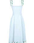Fanm Mon x OTM Light Lagoon Blue Sasha Dress with Floral Embroidery