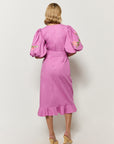 Back view of the Fanm Mon Kongo Dress with Flutter hemline