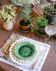 WHITE DAISY BROWN ROUND TABLECOTH
