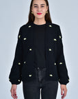 WINTER BLOOM WHITE ROSE Cotton Cardigan
