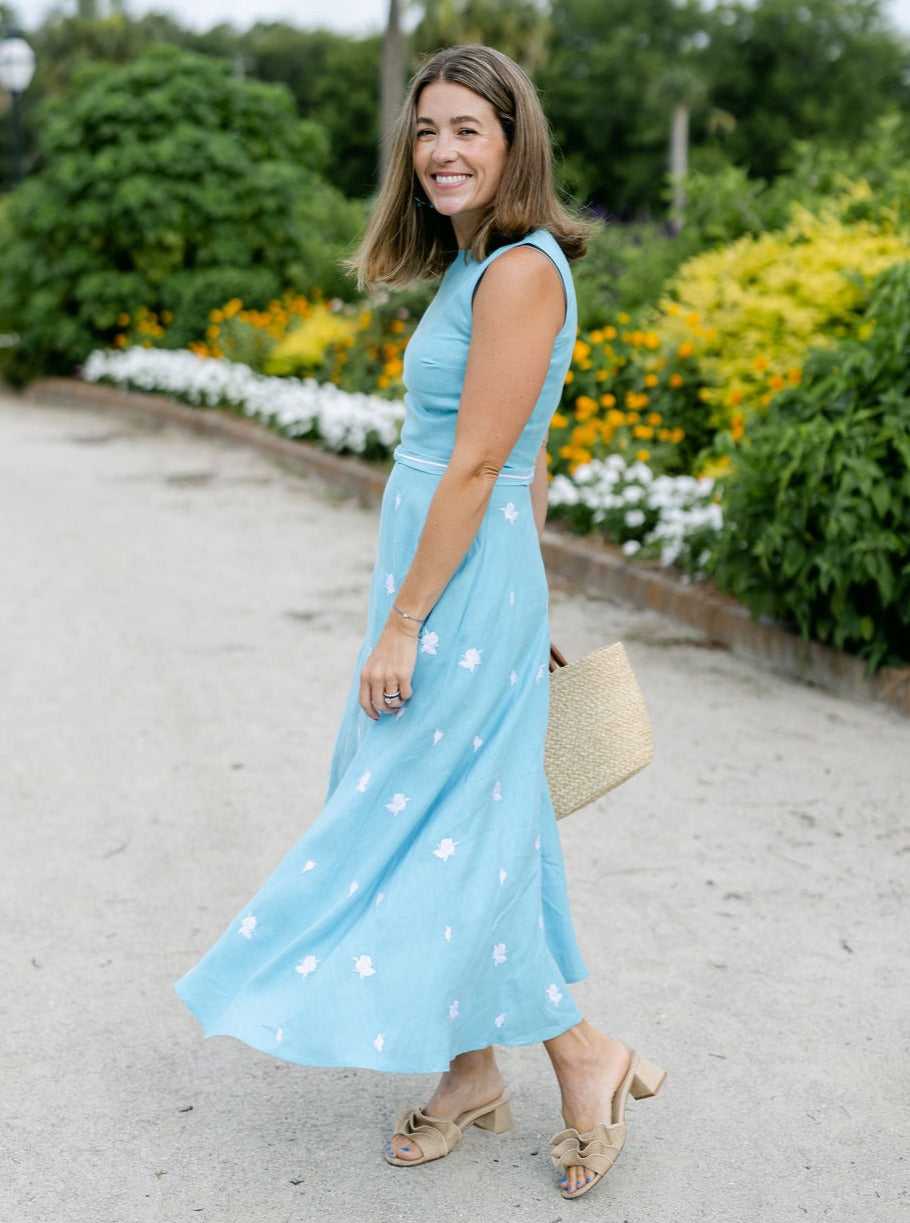 Liz Adams in the Georgie Dress in Baltic Blue