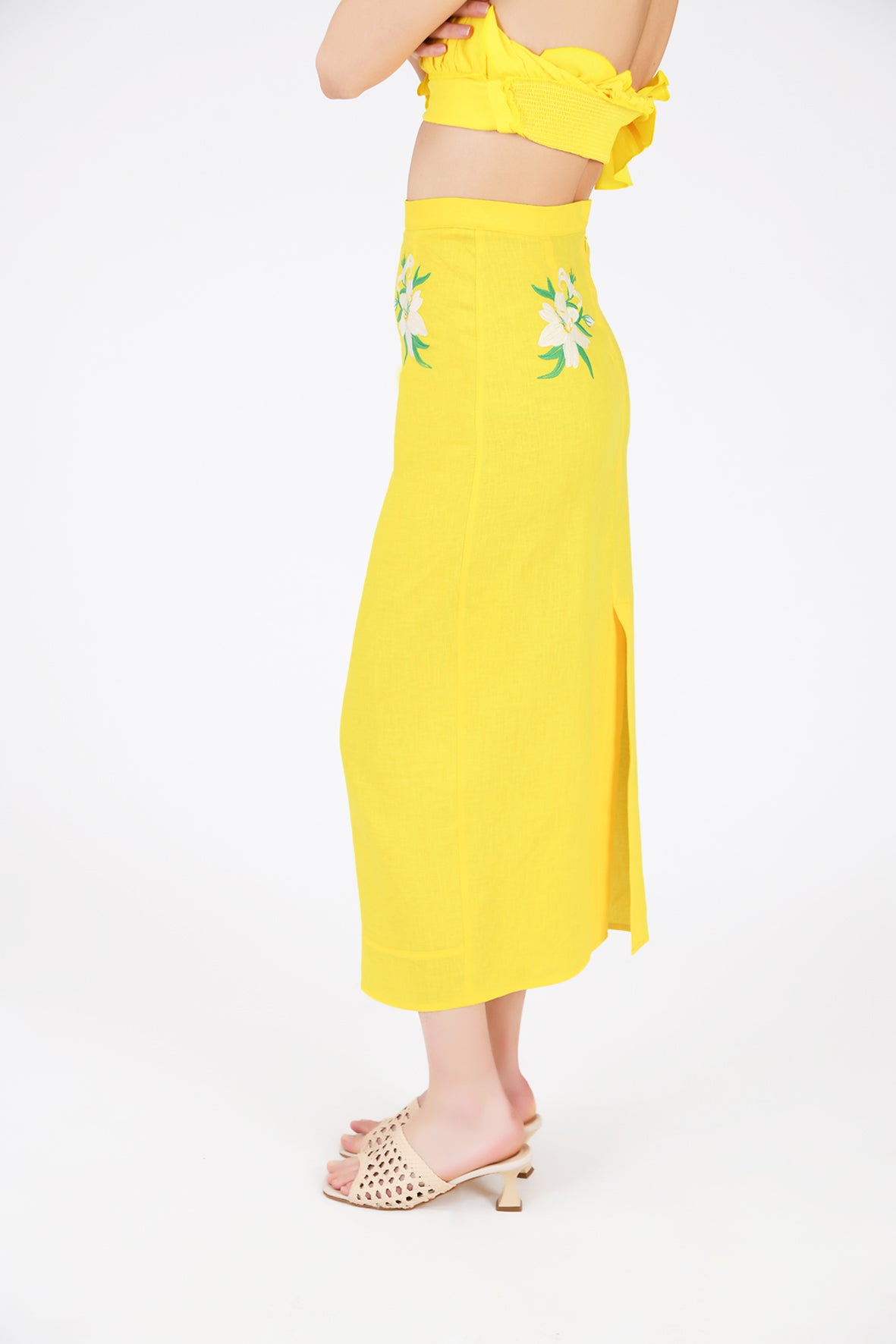 Arina Skirt (Wanga Collection) Side View in Bright Yellow