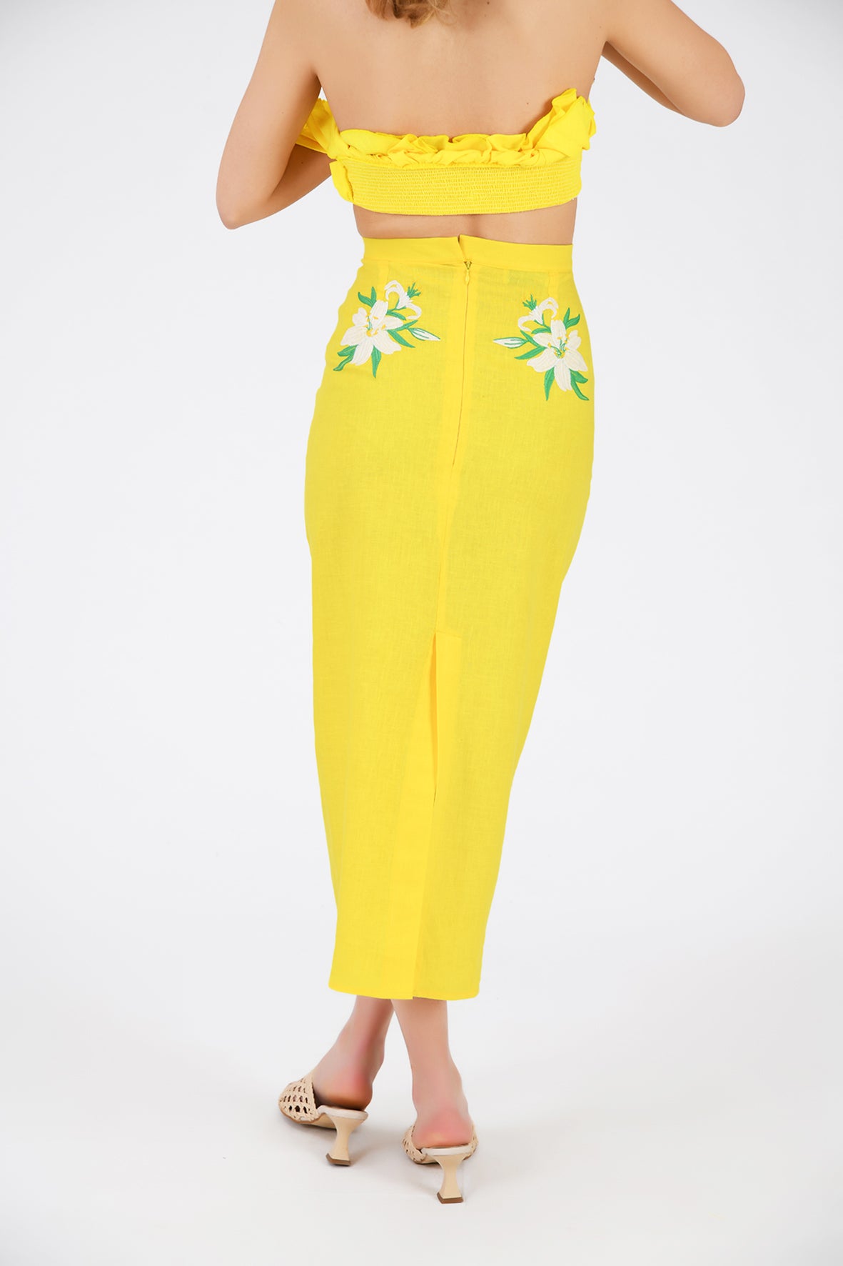 Arina Skirt (Wanga Collection) Back VIew in Bright Yellow