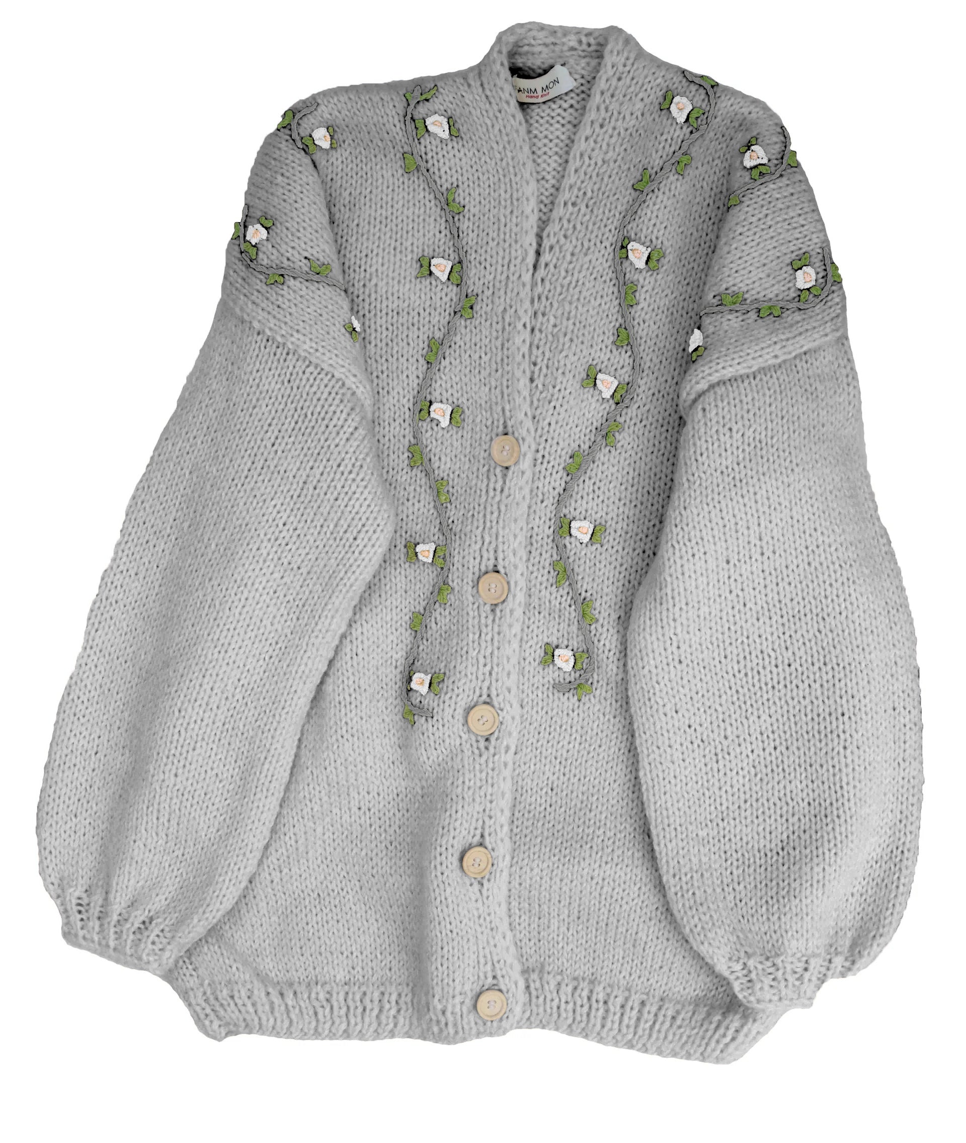 JASMIN WHITE BLOOM Wool Cardigan