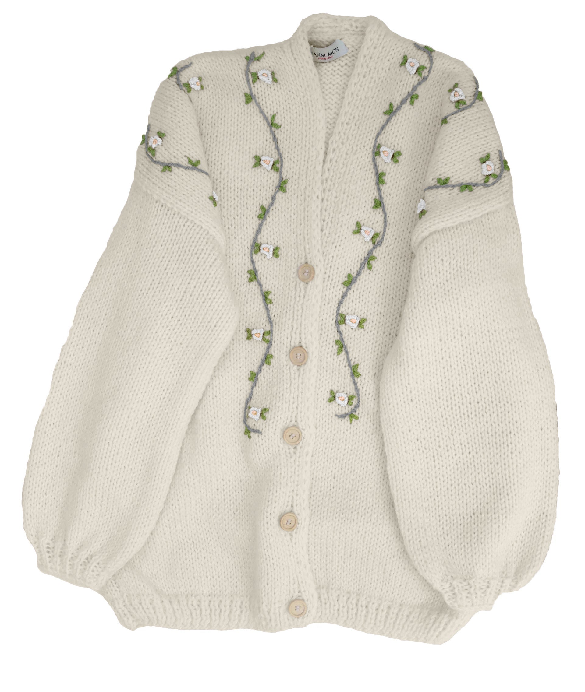 JASMIN WHITE BLOOM Wool Cardigan – Fanm Mon