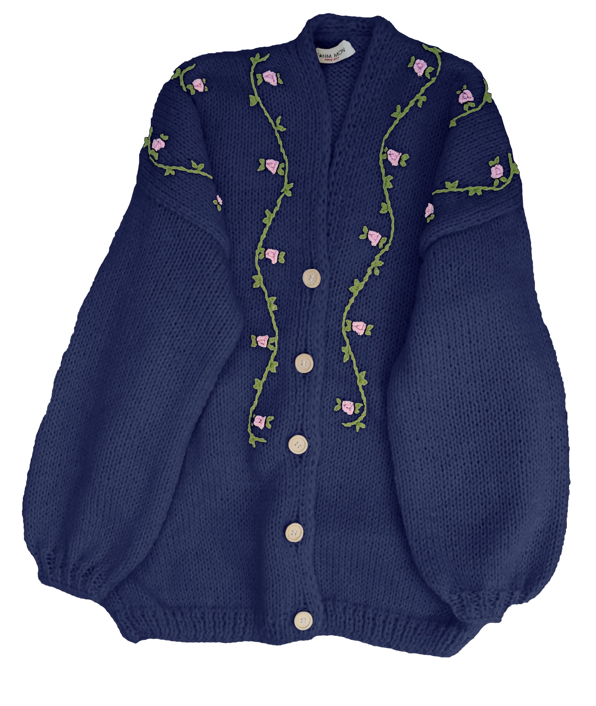 JASMIN PINK BLOOM Button Front Wool Cardigan – Fanm Mon