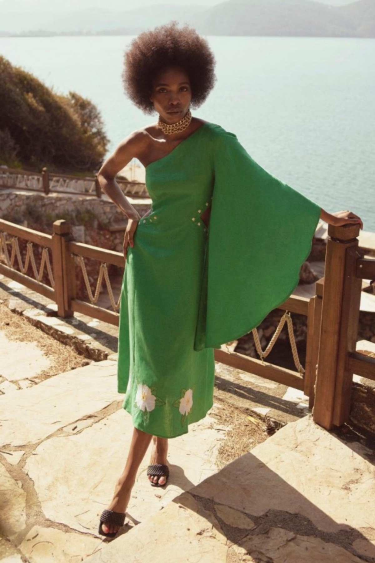 Narma Dress (Wanga Collection) LifeStyle Image in Kelly Green