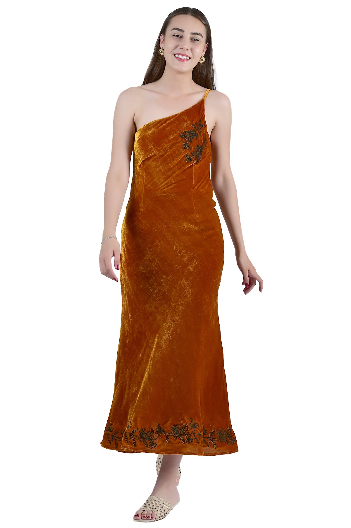 SONGUL DRESS IN HONEY DEW VELVET