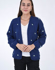 WINTER BLOOM BLUE ROSE Cotton Cardigan