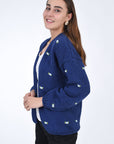 WINTER BLOOM BLUE ROSE Cotton Cardigan