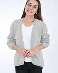 WINTER BLOOM WHITE ROSE Cotton Cardigan