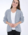 WINTER BLOOM WHITE ROSE Cotton Cardigan