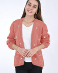 WINTER BLOOM WHITE ROSE Cotton Cardigan