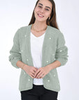 WINTER BLOOM WHITE ROSE Cotton Cardigan