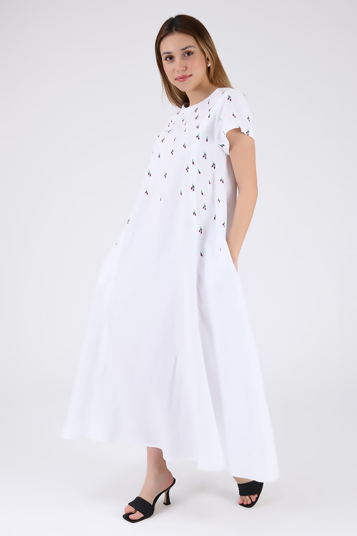 Valencia Tea Length Dress In White