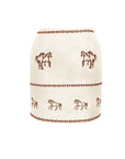 Fanm Mon Rell cotton mini skirt in cream with contrasting horse motifs and embroidered borders