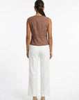 Back view of Fanm Mon Zumra Top in espresso with sleeveless fitted silhouette