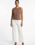 Fanm Mon Zumra horse embroidered top in espresso with button front and fitted silhouette