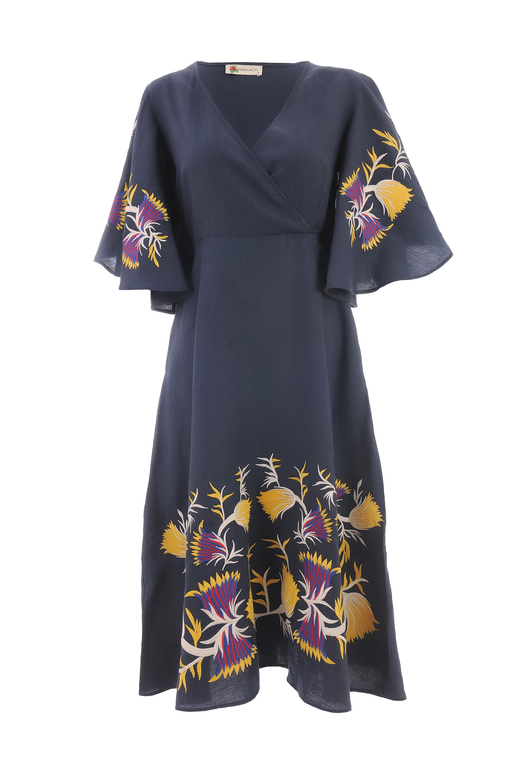 sachin and babi light blue dress Tory Burch Pleated Embroidered Cotton Midi Dress