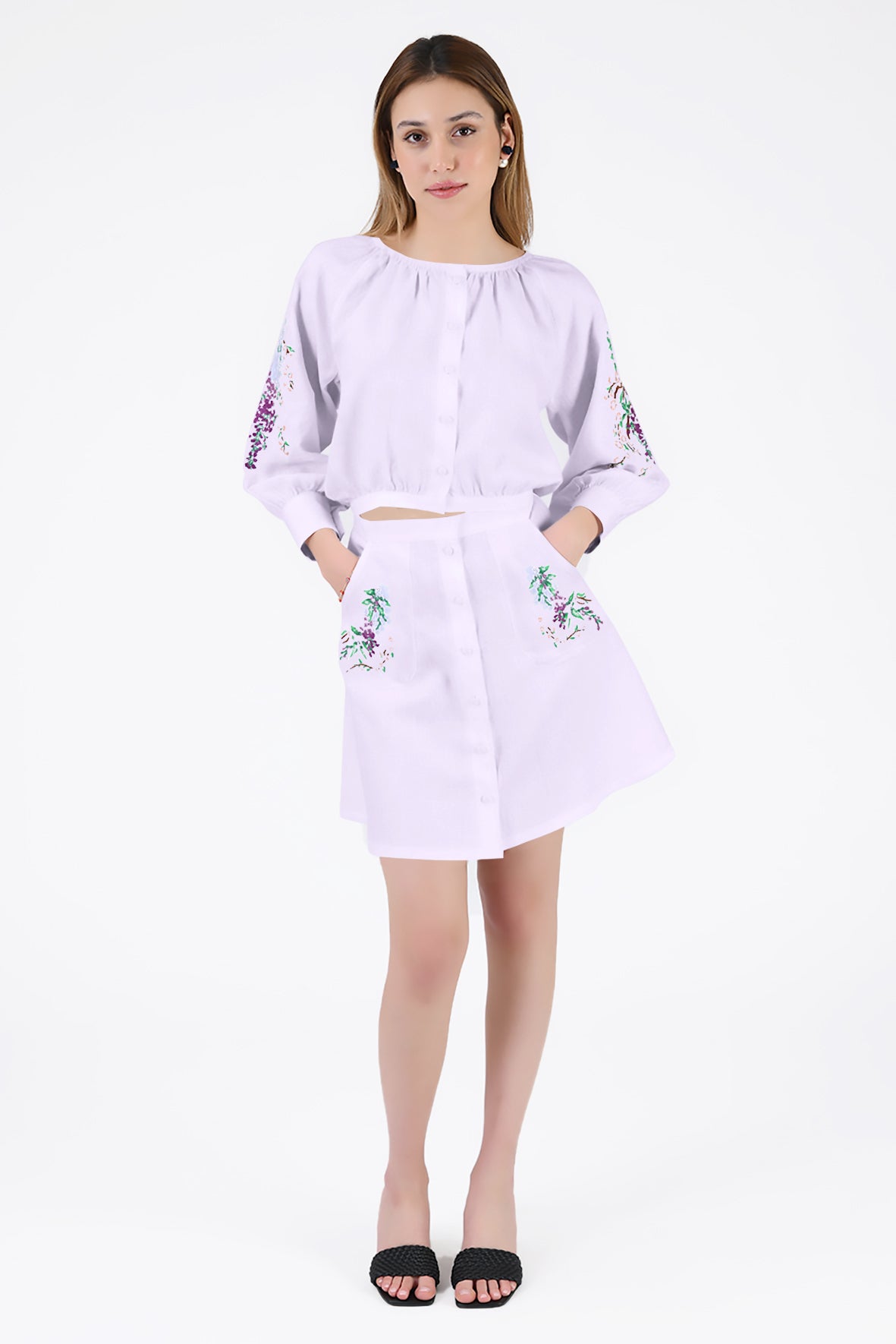 Brodere Skirt Set in Lilac