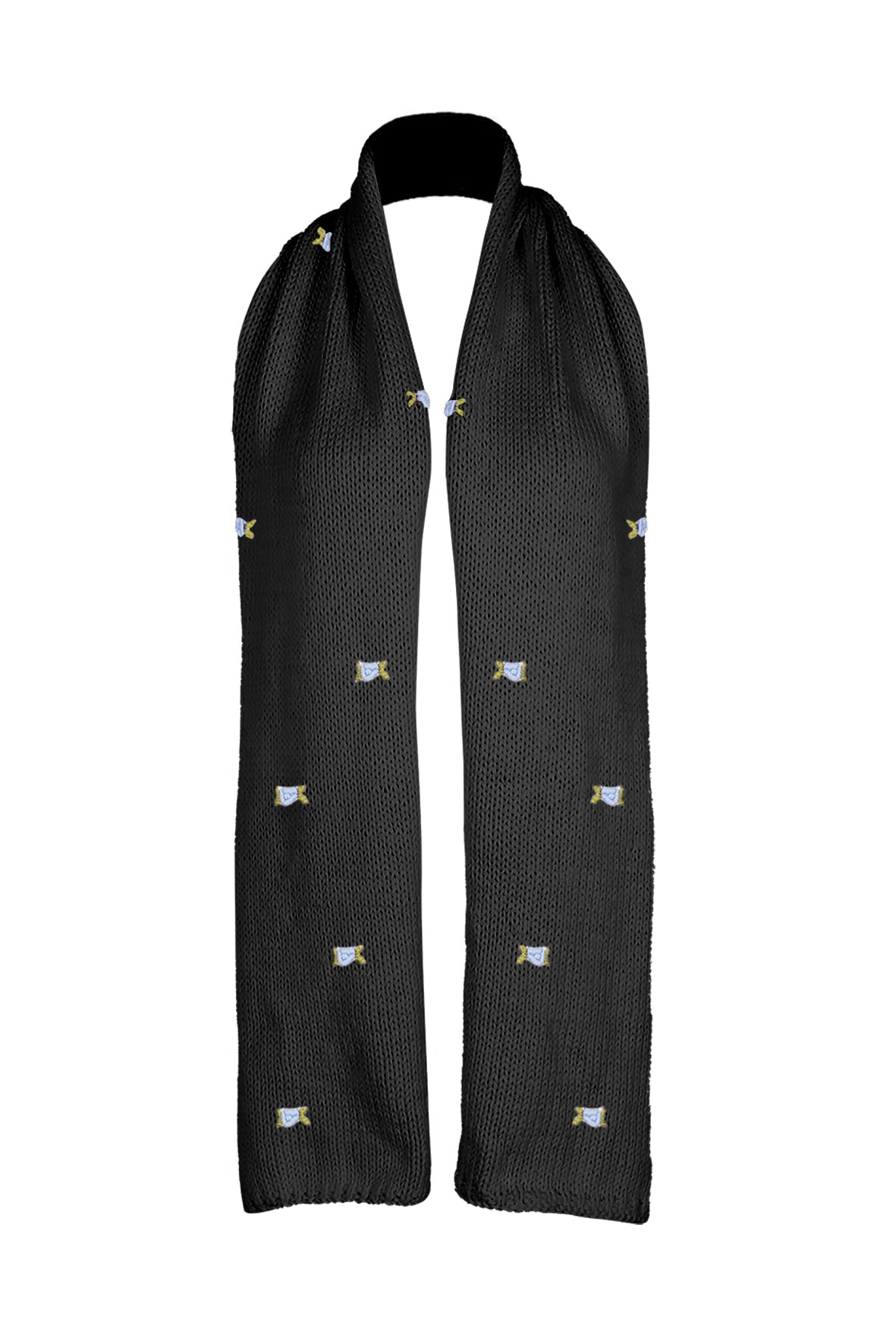 WINTER BLOOM BLUE ROSE Wool Scarf