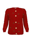 Muiscari Cardigan with navy hand embroidered floral details