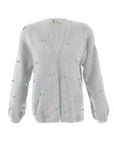 WINTER BLOOM BLUE ROSE Wool Cardigan