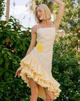 Fanm Mon Freda Ruffled Linen Dress Part of the Marassa Collection.
