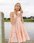 Fann Mon Mella Linen Dress With Floral Embroidery, Marassa Collection.