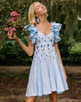 Fanm Mon Mini Galata Linen Dress in Light Lagoon.