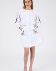 Brodere Skirt Set in White