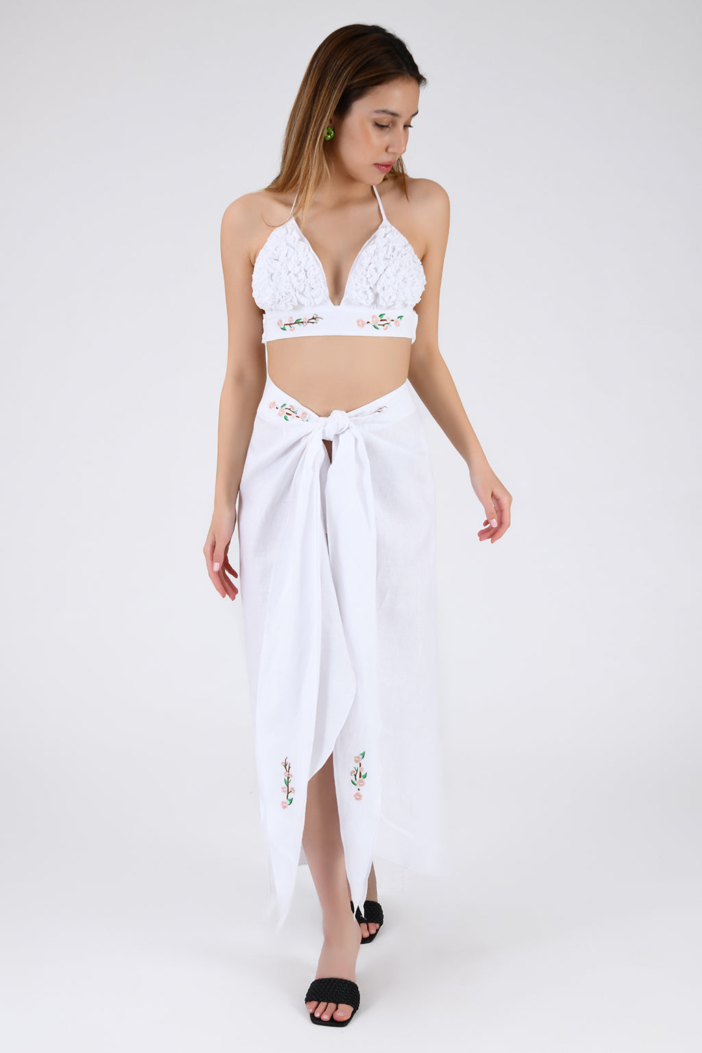 Imen Skirt Set In White Showcasing another way to tie the skirt