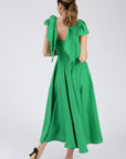 Back View of the Nilen Dress (Wanga Collection) in Kelly Green
