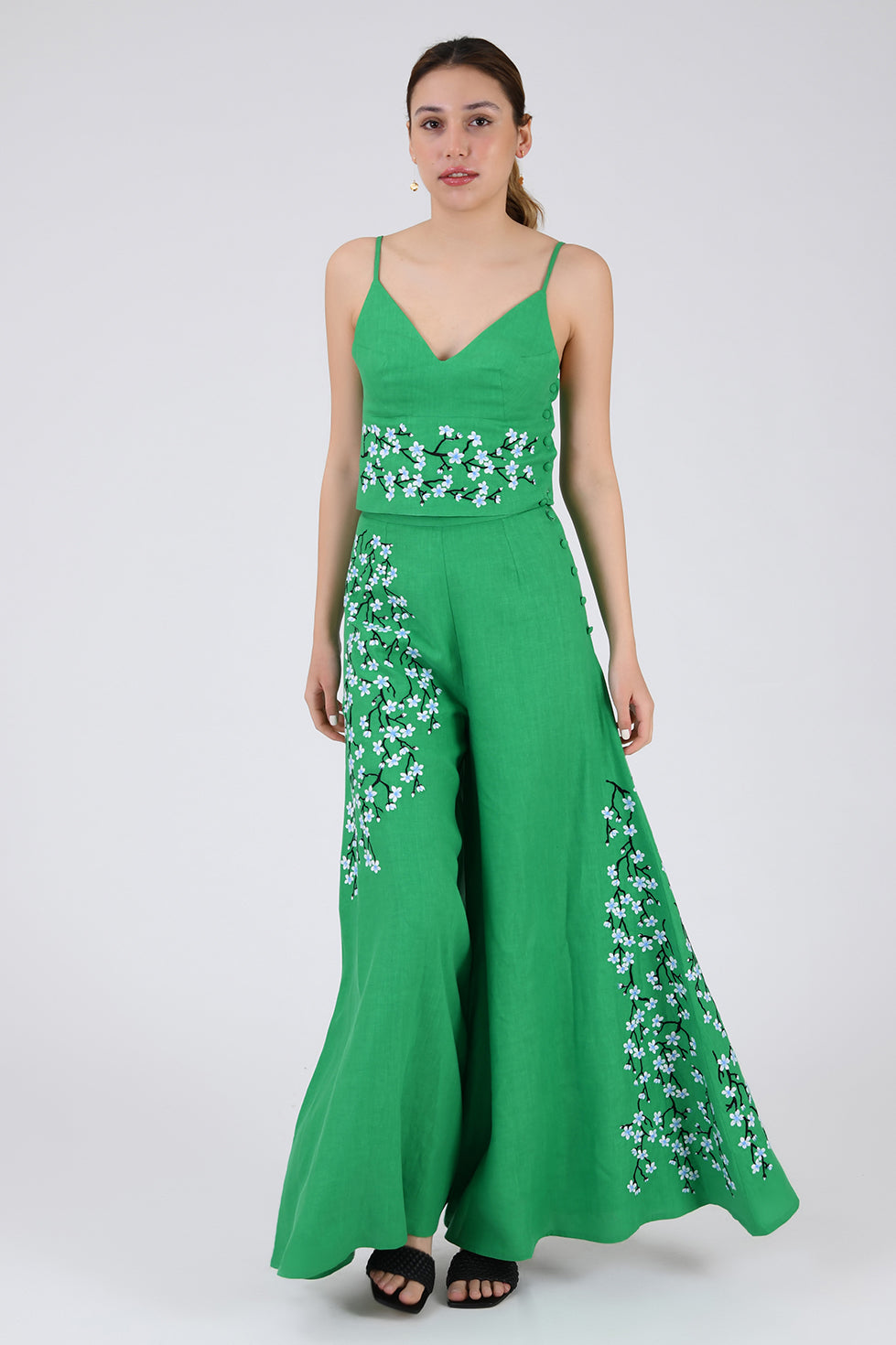 Passion Pant Set by Fanm Mon With Floral Embroidery Details on Pant and Top