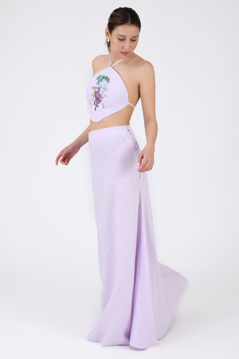 Simbi Sako Skirt Set Side View (showcasing the side buttoms)