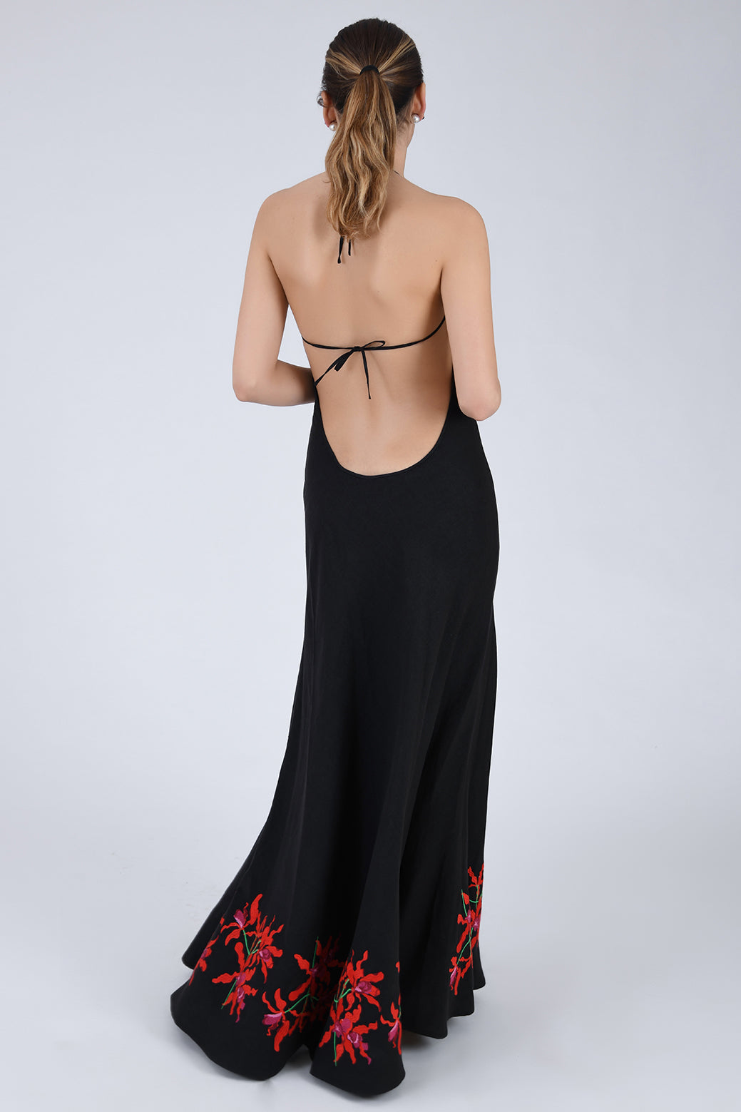 Back View of the Koreli Maxi Dress in Black