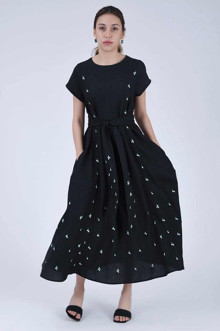 Zambak Dress Front View in Black