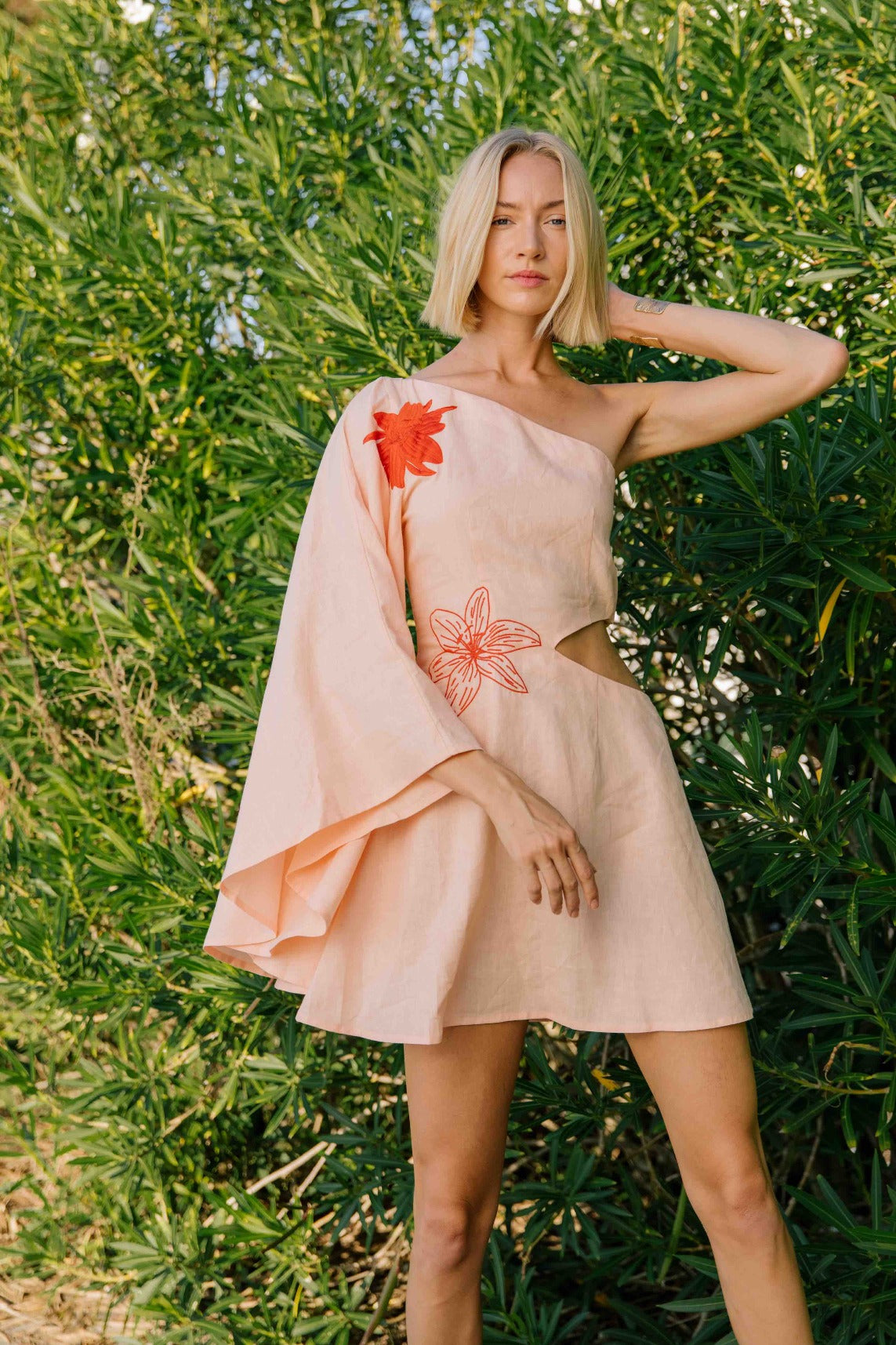 Fanm Mon Kame Linen One Shoulder Dress from the Marassa Collection