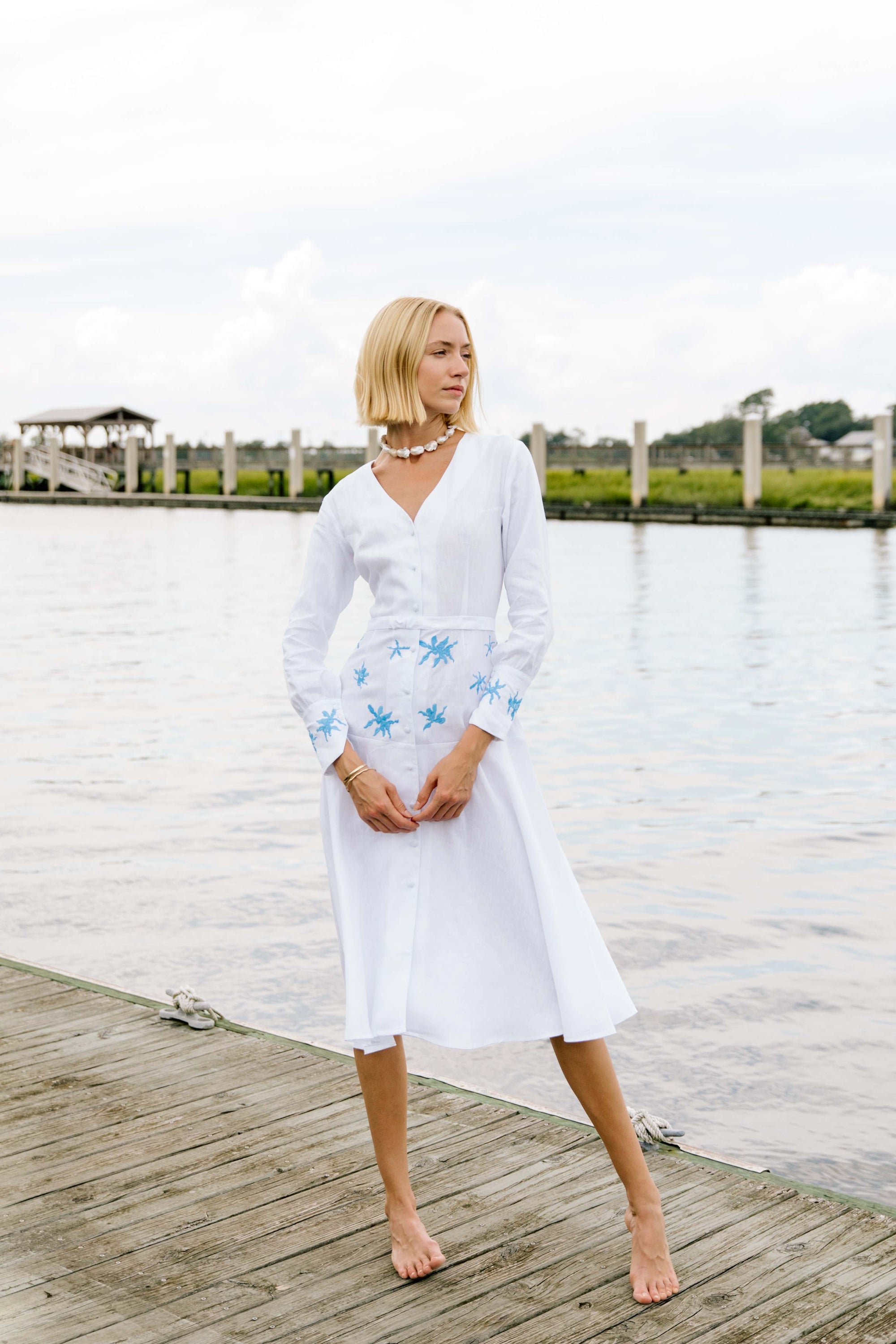 Fanm Mon Klare Button Up Linen Dress