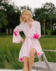 Manisa Linen Dress, With Bell Sleeve Button Front and Sash-tie Belt.