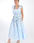 Mimose Tie Shoulder Linen Dress Front