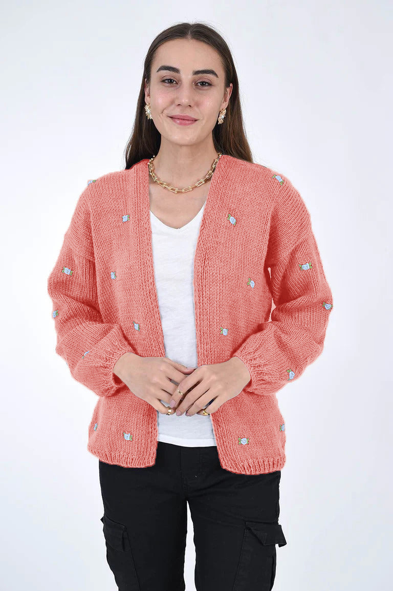 WINTER BLOOM BLUE ROSE Cotton Cardigan