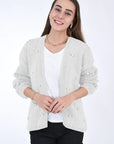 WINTER BLOOM WHITE ROSE Cotton Cardigan