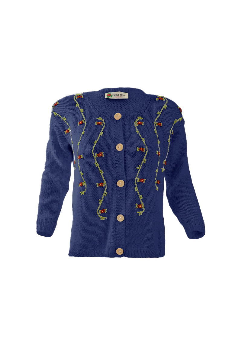 Fanm Mon Clematis Cardigan in Navy