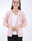 WINTER BLOOM PINK ROSE Cotton Cardigan