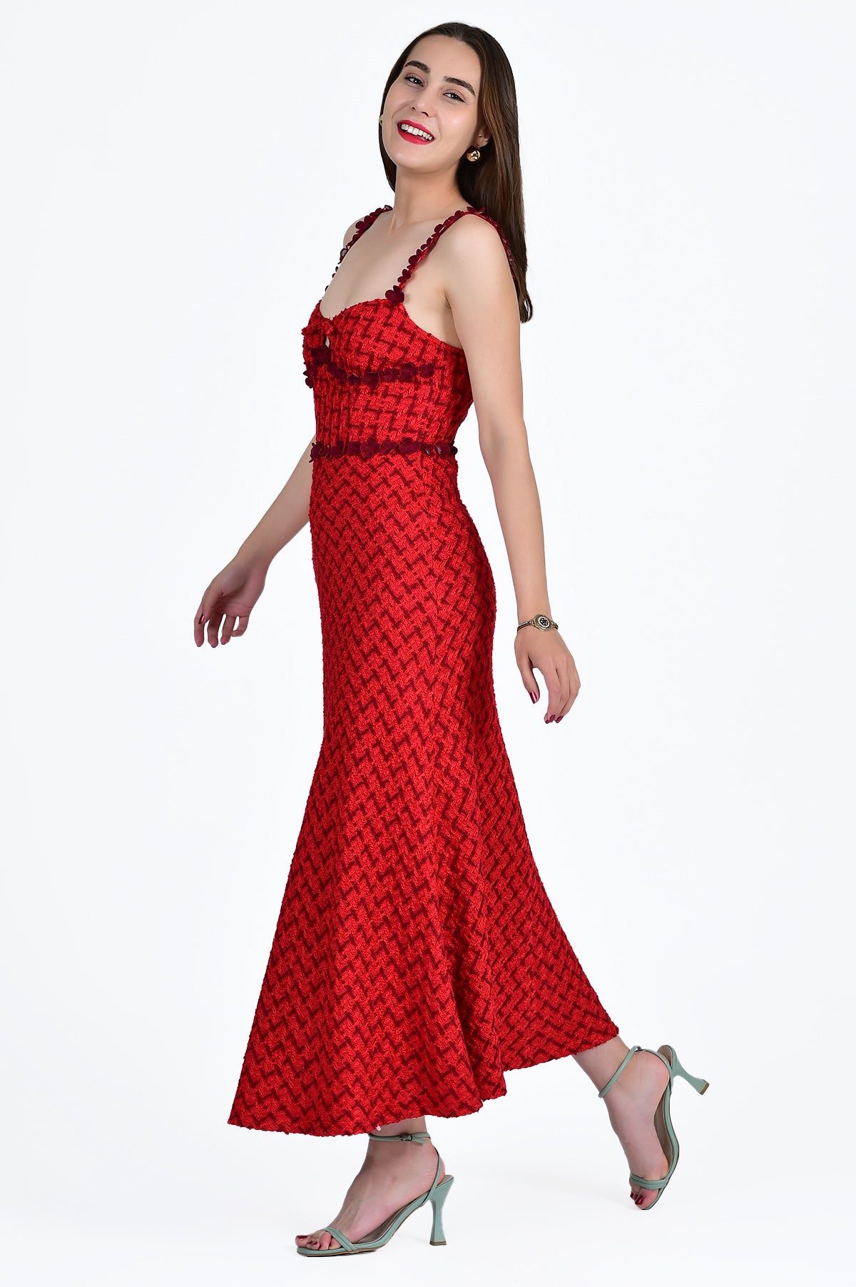 Aycha Dress in Boucle Cherry Side View Array Collection 2025