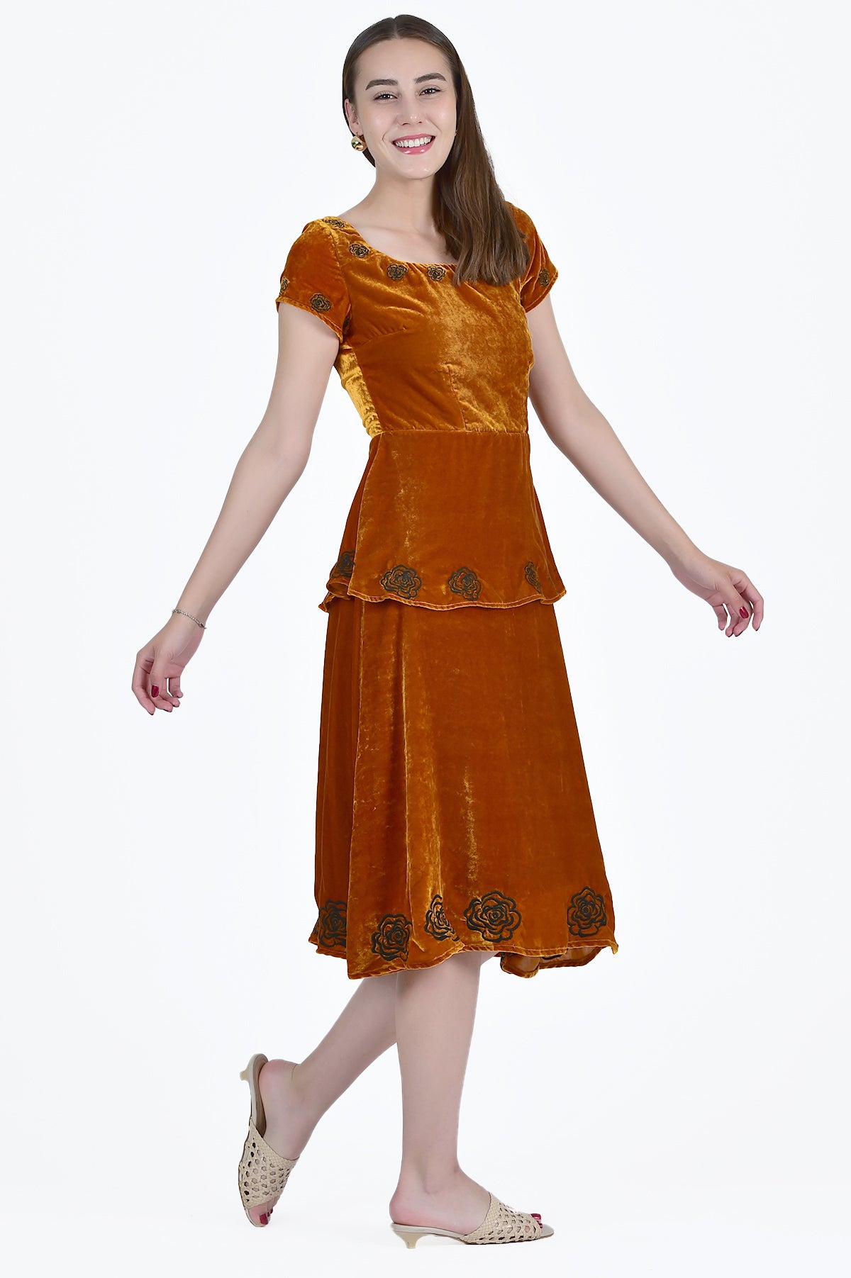 AYSU VELVET TIERED DRESS