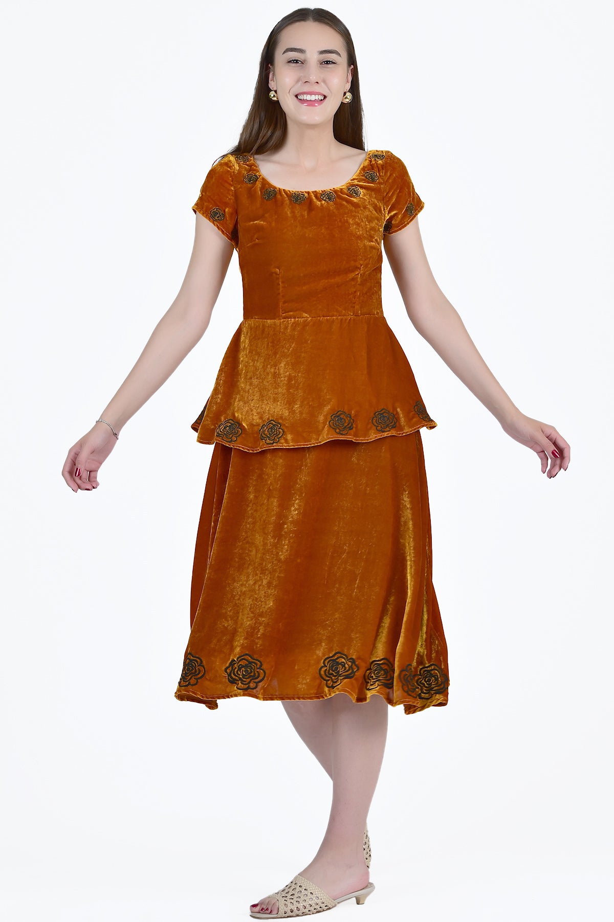 AYSU VELVET DRESS IN HONEY DEW