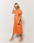 Side View of the Braga Dress in Orange Cotton