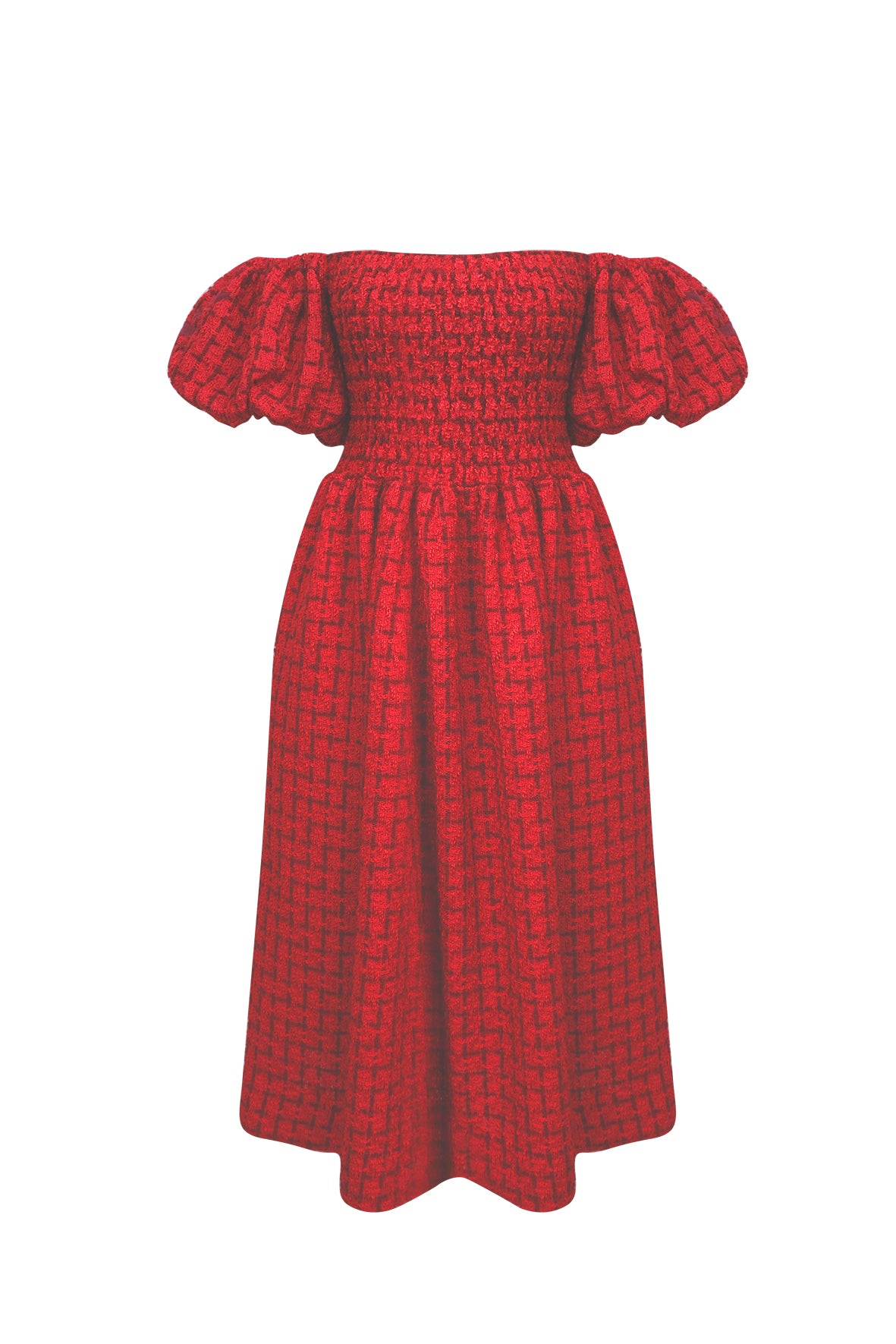 Fluffy sleeve pencil dress ボルドー　M Ruffle Sleeves Pencil Dress – Aisize